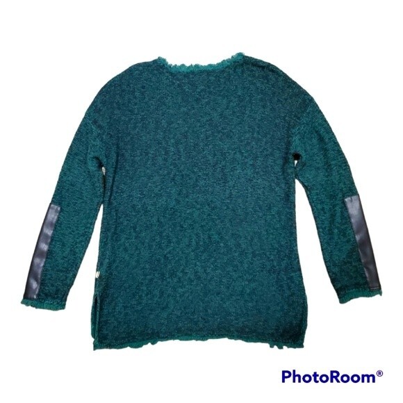 Donna Karan Fringed Knit Sweater Crewneck Spit Hemline Medium - Picture 3 of 8